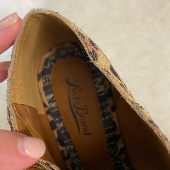 Lucky Brand Leopard Open Toe Wedge Ankle Boots - Picture 2 of 7